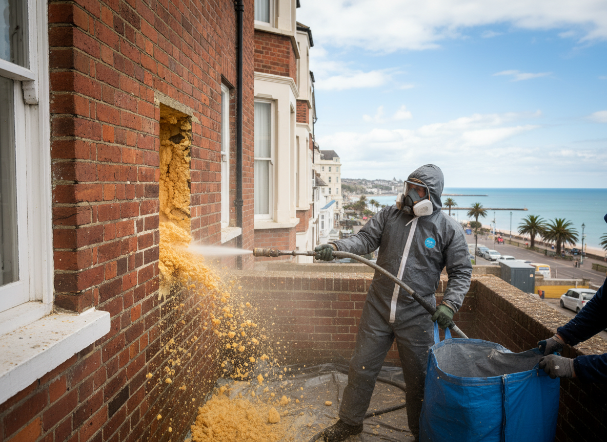 Cavity Wall Spray Foam Removal in Torquay, Devon
