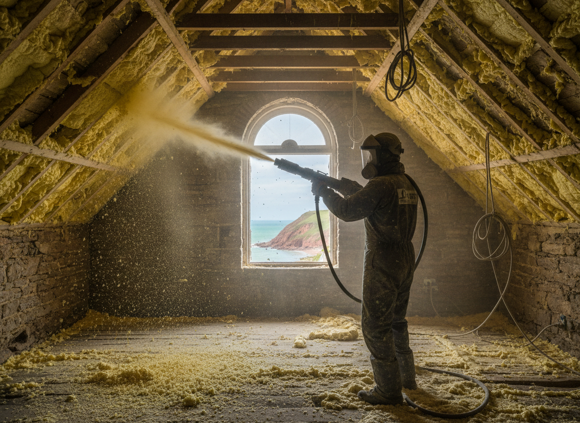Sand Blasting Spray Foam Insulation Removal in Torquay, Devon